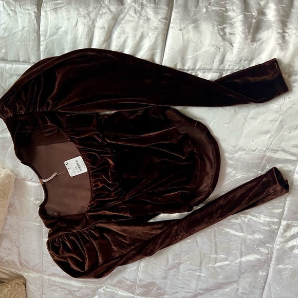 NWT Free People Velvet Fluffy Shoulder Blouse Small - Picture 7 of 12